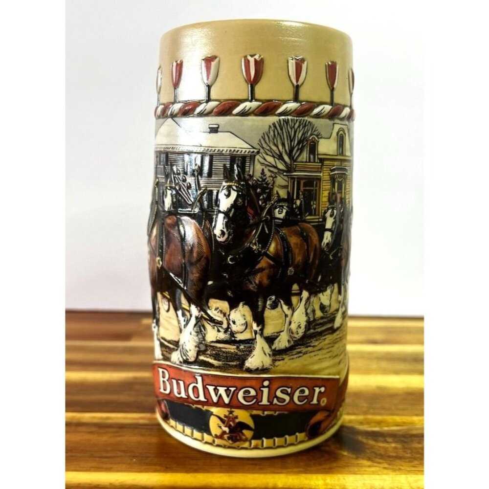 1986 Budweiser Holiday Stein from the "Christmas Collector B" Series.